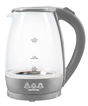 Электрический чайник с подсветкой. Объём 1,8 л. Мощность 1850 Вт. Корпус из термостойкого стекла и первичного пластика.  ЕК-1801G да 000000000001198467