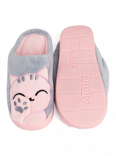Туфли домашние-тапки р.38-39 LUCKY Коты розовый/серый полиэстер 000000000001187780