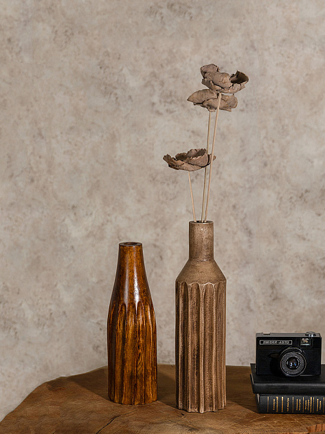 Ваза 10x10x30см DE'NASTIA коричневый дерево манго 000000000001230451