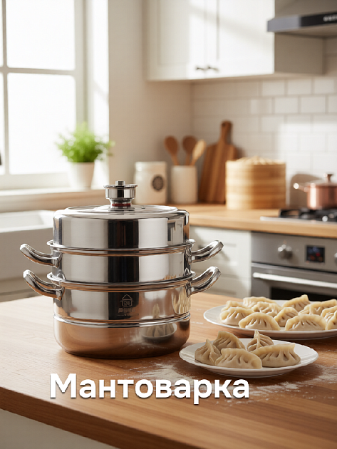 Мантоварка с таймером 30см нержавеющая сталь 000000000001228973