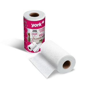 Салфетки универсальные 100шт 22,5х25см YORK Соты в рулоне текстурные 30%вискоза 70%полиэфир 000000000001206567
