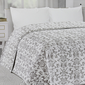 Покрывало DE'NASTIA 185x220см жаккард флора серый U000187 000000000001203215