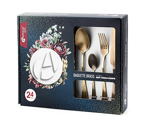 Набор столовых приборов 24предмета APOLLO genio Baguette Brass(6ст вилок, 6ст ложек,6чайных ложек,6столовых ножей). Материал:нержаве 000000000001194471