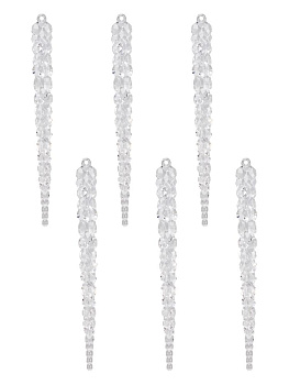 Декоративное украшение Сосулька на елку 17см 6шт прозрачная пластик 000000000001228122