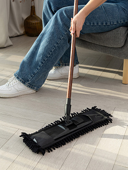 Швабра 42x130см DE'NASTIA Dark wood  бук/ПП/Полиэстр L000049 000000000001226885