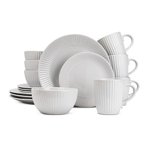 Набор столовой посуды 16 предметов LUCKY полосы белый керамика 000000000001221936