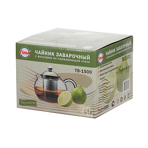Чайник заварочный 1,5л TIMA БЕРГАМОТ стекло 000000000001091090