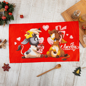 Полотенце "Доляна" Любви в Новом Году 35х60см, 100% хлопок 160г/м2 5059197 000000000001202355