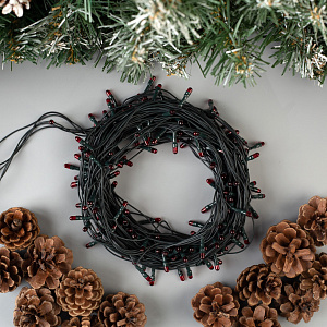 Гирлянда-Нить 7м 180LED LUAZON LIGHTING IP20 8 режимов 220В тёмная нить свечение розовое 000000000001207995