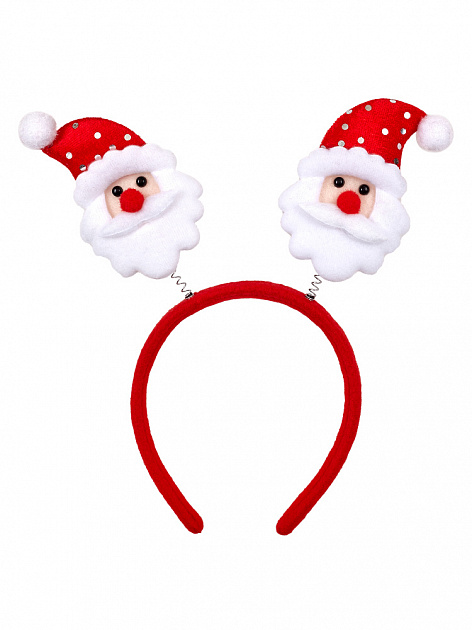 Маскарадное украшение ободок на голову Дед Мороз в красном колпаке из полипропилена с декором из нетканого материала 22x26x1,5см 82300 000000000001201843