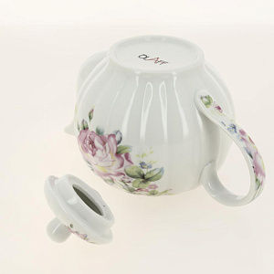 Набор чайный фарфор 13шт (6 чашек 220мл + 6 блюдец + чайник 1000мл) подарочная упаковка Флора Аромат Olaff 124-01169 000000000001200547