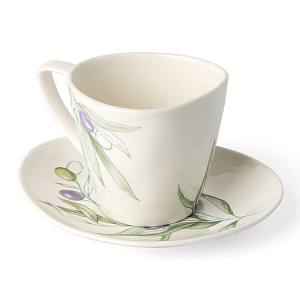 Пара чайная 250мл/блюдце DE'NASTIA Оливки фарфор 000000000001217746