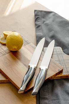 Нож разделочный 20см DE'NASTIA Wave line серый нержавеющая сталь/пластик 000000000001228017