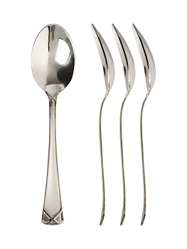 Набор столовых приборов 16 предметов (ложка чайная, ложка столовая, вилка столовая, вилка десертная) DE'NASTIA Престиж нержавеющая сталь 000000000001221859