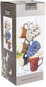 Набор кружек 6шт 380мл керамика металличейский стенд  подарочная упаковка Elrington YC-5005-GZ 000000000001197957