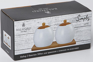 Набор банок 2шт 300мл BALSFORD МЕЧТА с ложками на стенде подарочная упаковка фарфор 000000000001206628