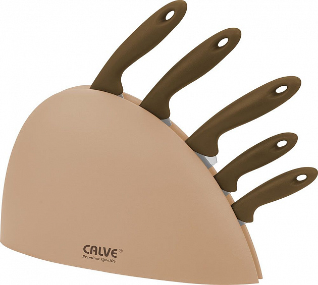 Набор ножей  Calve CL-3132 (6пр),нрж,подставка,поварской-20см,для хлеба-20см,разделочный-20см,универсальный-13см,для чистки-9см 000000000001161970