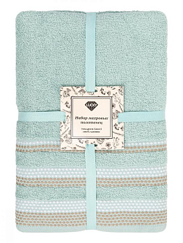 Набор махровых полотенец 2 шт 70x140см LUCKY голубой/молочный хлопок 100% 000000000001216094