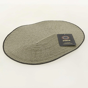 Салфетка сервировочная 40х30см DE'NASTIA Овал с контрастным краем бежевая/коричневая 70% полипропилен 30% полиэстер 000000000001208016