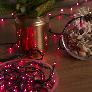 Гирлянда-Нить 7м 180LED LUAZON LIGHTING IP20 8 режимов 220В тёмная нить свечение розовое 000000000001207995