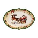 Блюдо овальное DE'NASTIA Новый год белый/зеленый фарфор 000000000001220562