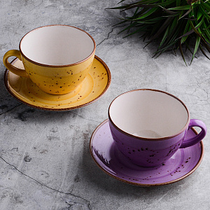 Набор чайный 4 предмета (чашка 350мл-2шт/блюдце-2шт) TULU PORSELEN Lavender/Lemon фарфор 000000000001212349