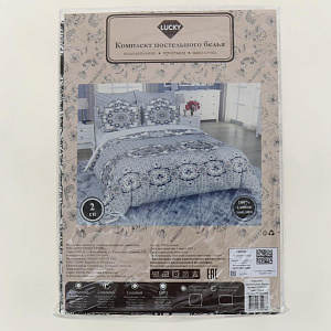 Комплект постельного белья 2-спальный LUCKY Восточные пряности 2наволочки50х70см 1пододеяльник200х215см 1простыня220х215см серый поплин 100%хлопок 000000000001206541