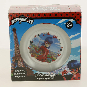 Набор детской посуды 3 предмета ND PLAY Леди Баг и Супер Кот Бабочки стекло 000000000001193235
