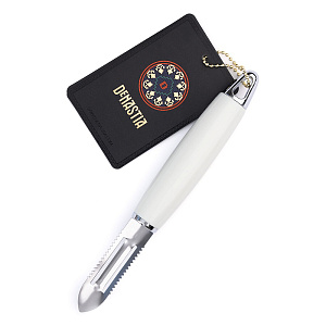 Овощечистка 19,7x2,5x2,5см DE'NASTIA пластиковая ручка белый нержавеющая сталь 000000000001211566