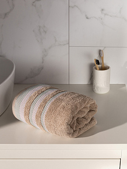 Полотенце махровое LUCKY Бордюр точки 450gsm 70x140 100% хлопок, бежевый D100292 000000000001227635