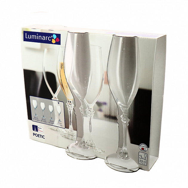 Набор фужеров для шампанского Поэтик Luminarc, 230мл, 3 шт. 000000000001140695