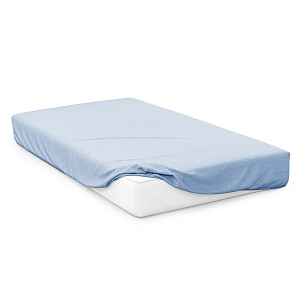 Простыня на резинке 140х200х25см СОФТИ с бурлетами 25см упаковка-ролик серо-голубая поплин хлопок 100% 000000000001212039