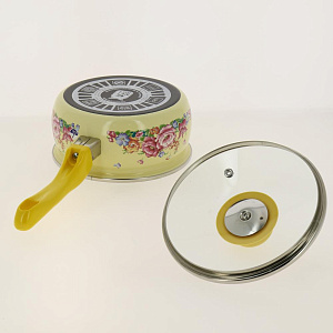 Ковш эмалированный с стекл. крышкой  Японский сад 1,65л. 195764 000000000001183188