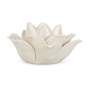 Подсвечник 11,5х6см Лотус белый керамика 000000000001220783