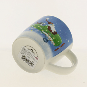 Кружка 380мл КОРАЛЛ Санта в самолете бочка низкая 000000000001180150