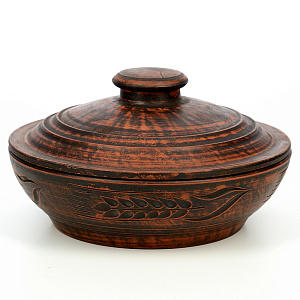 Жаровня 1,4л с крышкой дымленая керамика 000000000001211405