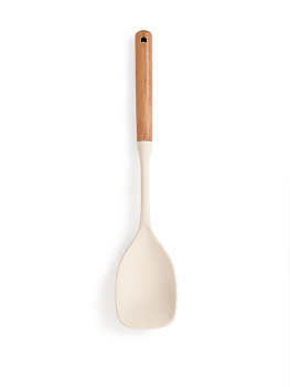 Ложка кулинарная 33x6x4,5см DE'NASTIA Силвуд деревянная ручка молочный силикон/бук 000000000001227995