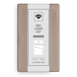 Комплект постельного белья Евро 70х70см-2шт LUCKY капучино страйп-сатин хлопок 000000000001218161
