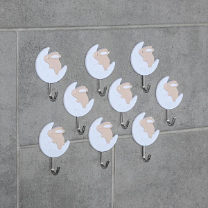 Набор крючков 9шт Зайчик на липучке микс пластик 000000000001211454