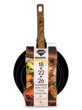 Набор сковород 3шт (18/22/26) LUCKY GRANITE индукция антипригарное покрытие алюминий 000000000001220049