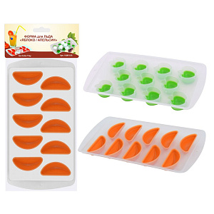 Форма для льда 21,5х11см МУЛЬТИДОМ яблоко/апельсин в ассортименте силикон 000000000001218543