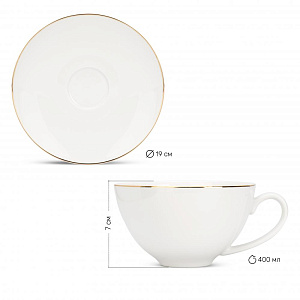 Набор чайный 4 предмета Классик с золотом в подарочной упаковке фарфор 000000000001219688