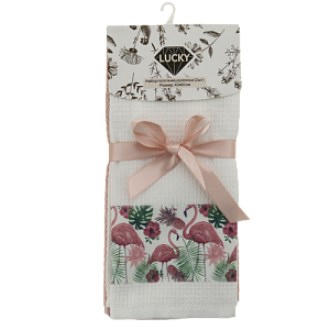 Набор кухоных полотенец 40х60см(2шт) LUCKY ваф.трансф+однот ФЛАМИНГО белый/оранжевый D000189 000000000001204420