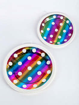 Набор тарелок одноразовых 6шт 18см Хамелеон горох бумага 000000000001210186