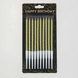 Набор свечей 10шт 13см Золото парафин 000000000001210176