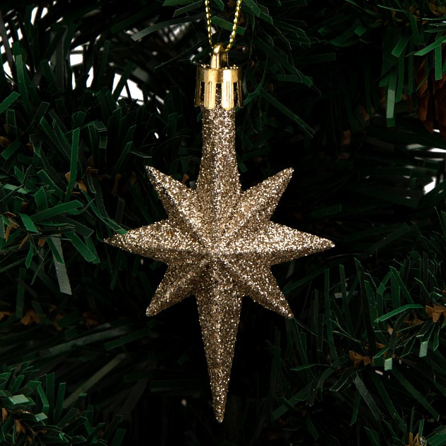 Декоративное украшение Набор 4шт 8,5х5,5см Звезда серия Бургунд микс пластик 000000000001224134