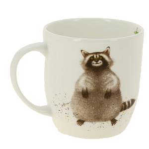 Кружка 380мл PRIORITY Наглая рыжая морда Енот подарочная упаковкакостяной фарфор 000000000001193676