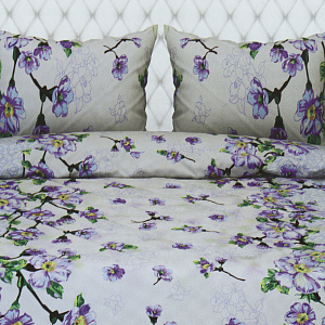 Комплект постельного белья 1,5-спальный ТРАДИЦИЯ Саккура рис025 Вид9/1 голубой белоземельная бязь хлопок 100% 000000000001207154