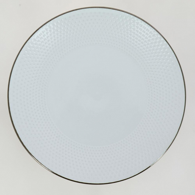 Тарелка сервировочная 27,1см LUCKY Тточки металлическая кайма белый керамика 000000000001211230