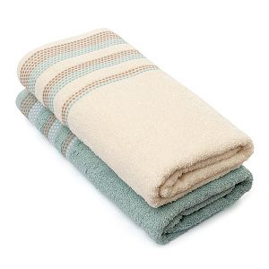 Набор махровых полотенец 2 шт 70x140см LUCKY голубой/молочный хлопок 100% 000000000001216094